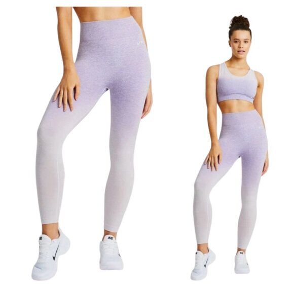 AYBL Pants - AYBL Seamless Pulse Purple Ombre Cropped High Rise Leggings Women's Size Small